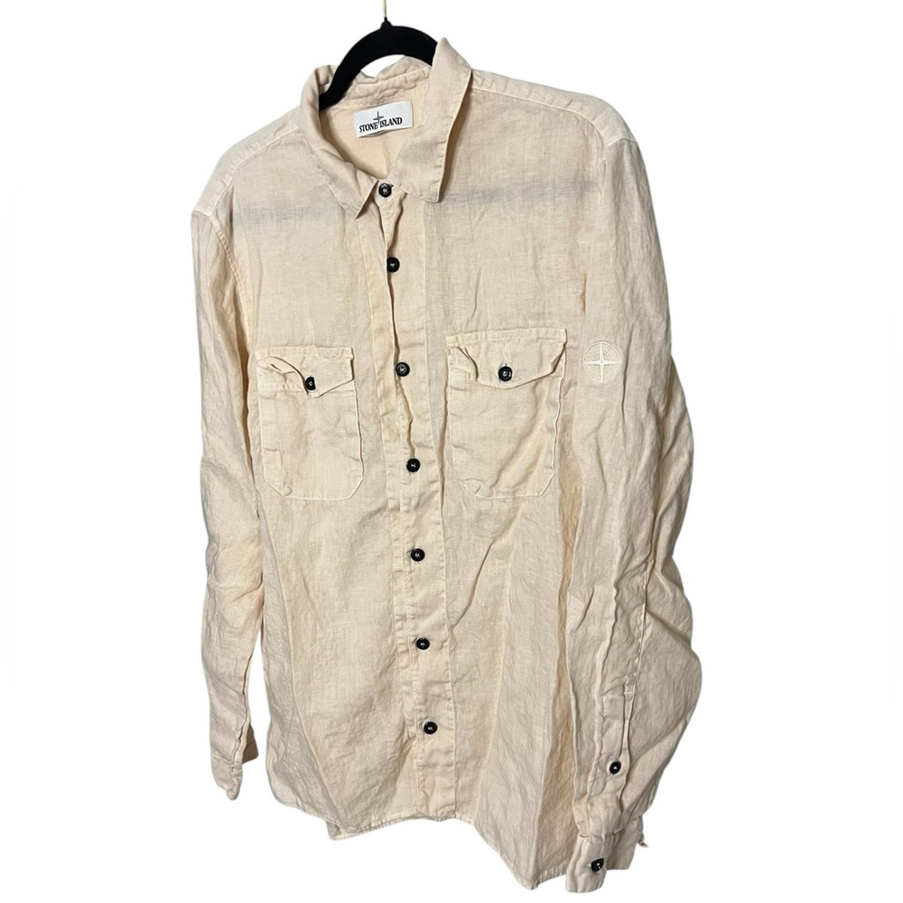 STONE ISLAND Lt Linen Button Shirt Large
